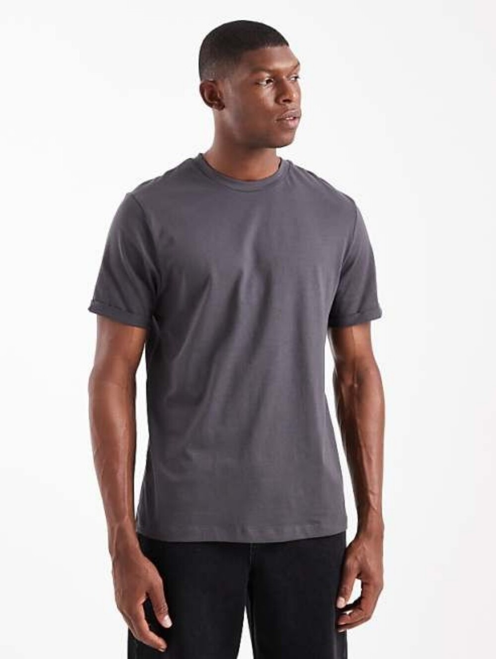 ASOS DESIGN roll sleeve T-shirt In Dark Shadow - NWT